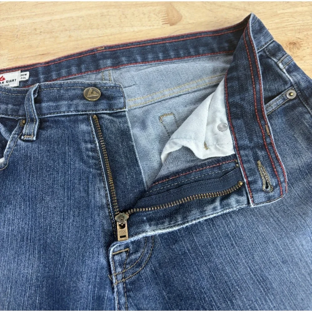 American Giant Mens Jeans Size 30 x 27 Blue Distressed Made in USA Denim